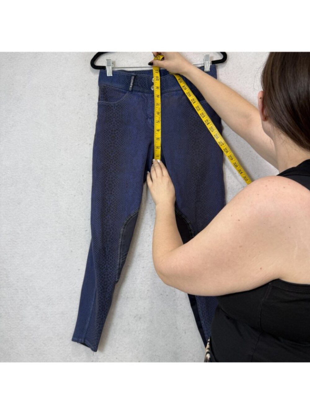 ROMFH Pants Womens 26R Blue Animal Print Twill Jegging Stretch Riding Pockets - Picture 6 of 9